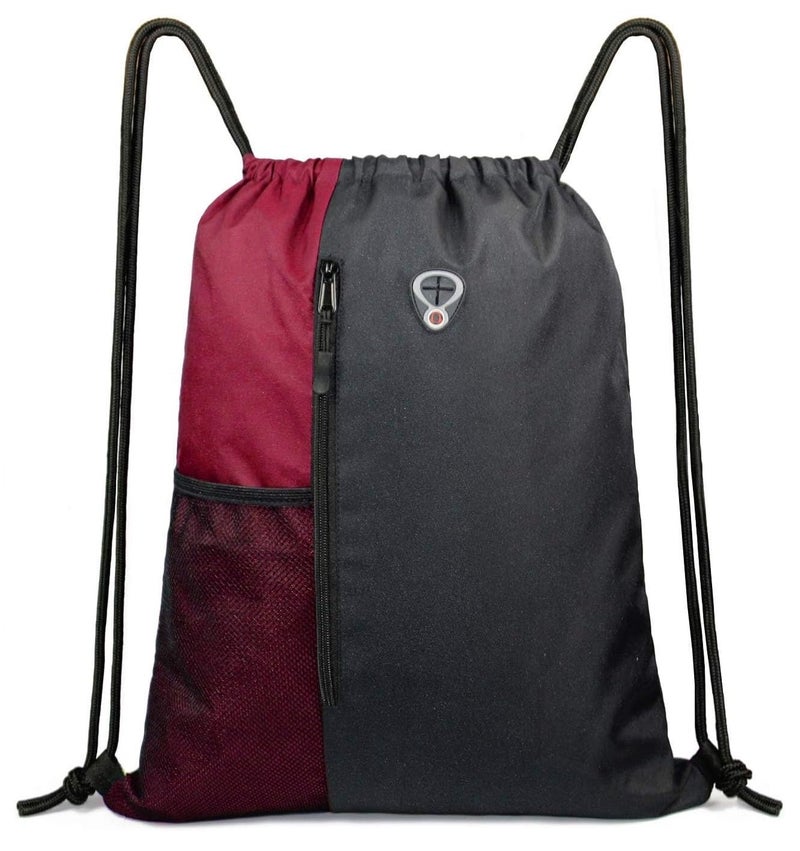ALASKA ® Drawstring Backpack Sports Gym Bag Large Size (18 Inch x 14 Inch) for Women & Men, Large Size With Two Zipper Pockets and Water Bottle Mesh Pocket. - Image 1