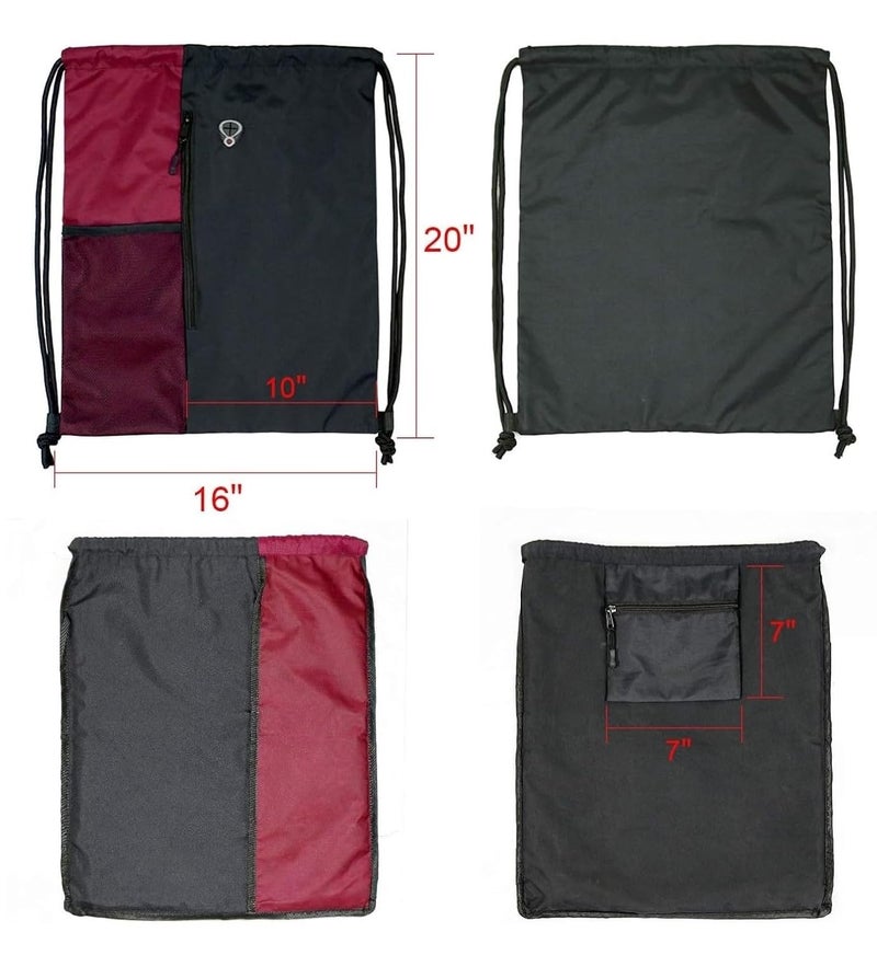 ALASKA ® Drawstring Backpack Sports Gym Bag Large Size (18 Inch x 14 Inch) for Women & Men, Large Size With Two Zipper Pockets and Water Bottle Mesh Pocket. - Image 3