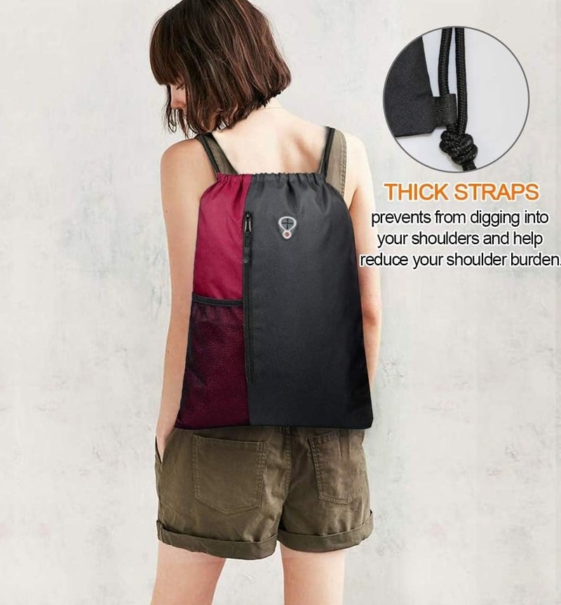 ALASKA ® Drawstring Backpack Sports Gym Bag Large Size (18 Inch x 14 Inch) for Women & Men, Large Size With Two Zipper Pockets and Water Bottle Mesh Pocket. - Image 2