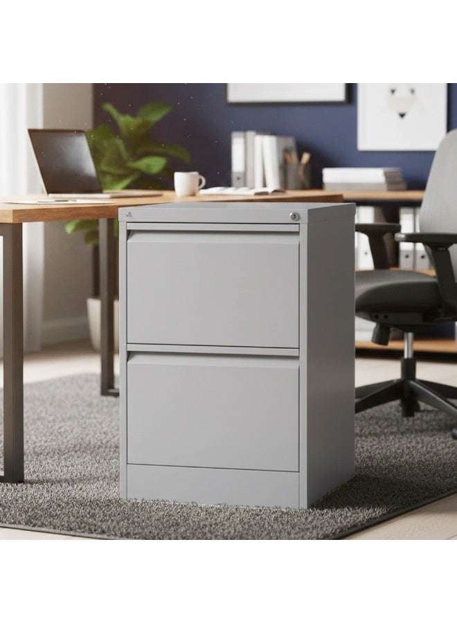 RIGID Small Storage Steel Cabinet | Metal Portable Filing Cabinet with 2 Drawers | Heavy-Duty Home & Office Storage Organizer with Lock & Shelves, Grey - Image 4