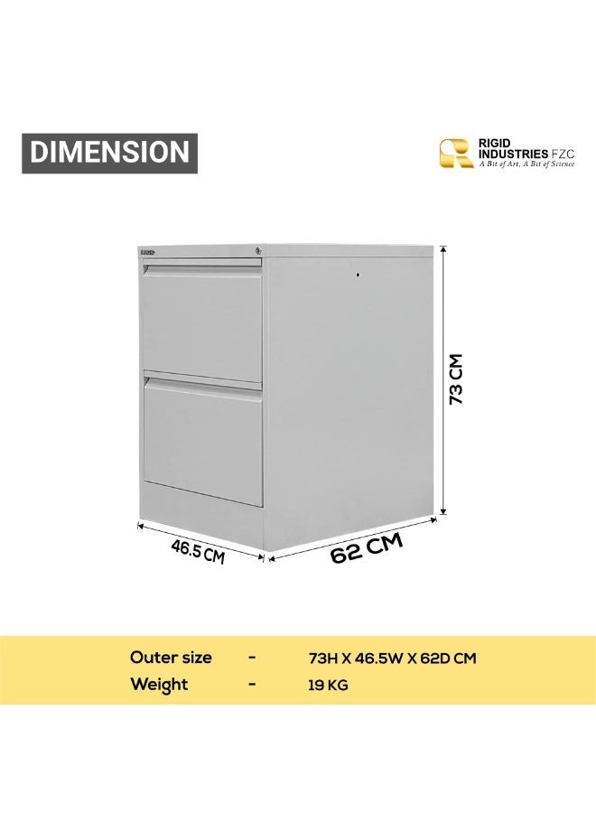 RIGID Small Storage Steel Cabinet | Metal Portable Filing Cabinet with 2 Drawers | Heavy-Duty Home & Office Storage Organizer with Lock & Shelves, Grey - Image 3