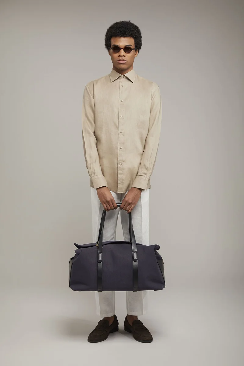 Men's casual shirt classic collar 100% - Beige