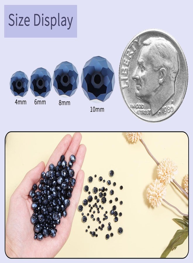 Yumttero 400 Pcs 6mm Assorted Colors Rondelle Glass Crystal Beads Loose Craft Bead for Bracelet Necklace Earring Keychain DIY Jewelry Making,Shiny Black - Image 2
