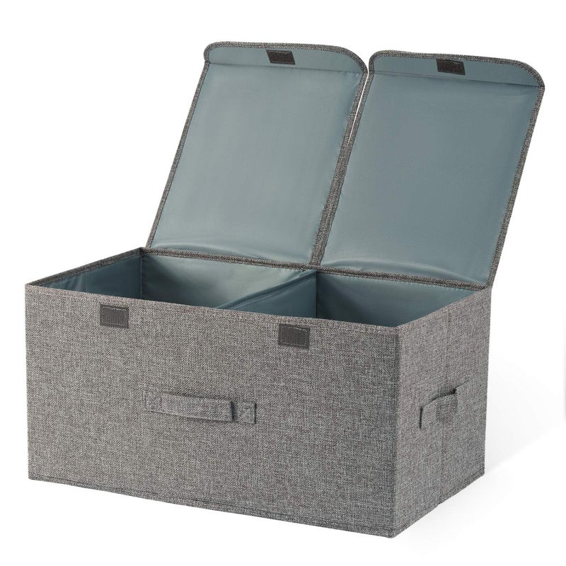 Storage Box With Lids Fabric Collapsible Toy Box Large Foldable Storage Boxes For Clothes Wardrobe Closet Shelf Grey - Image 1