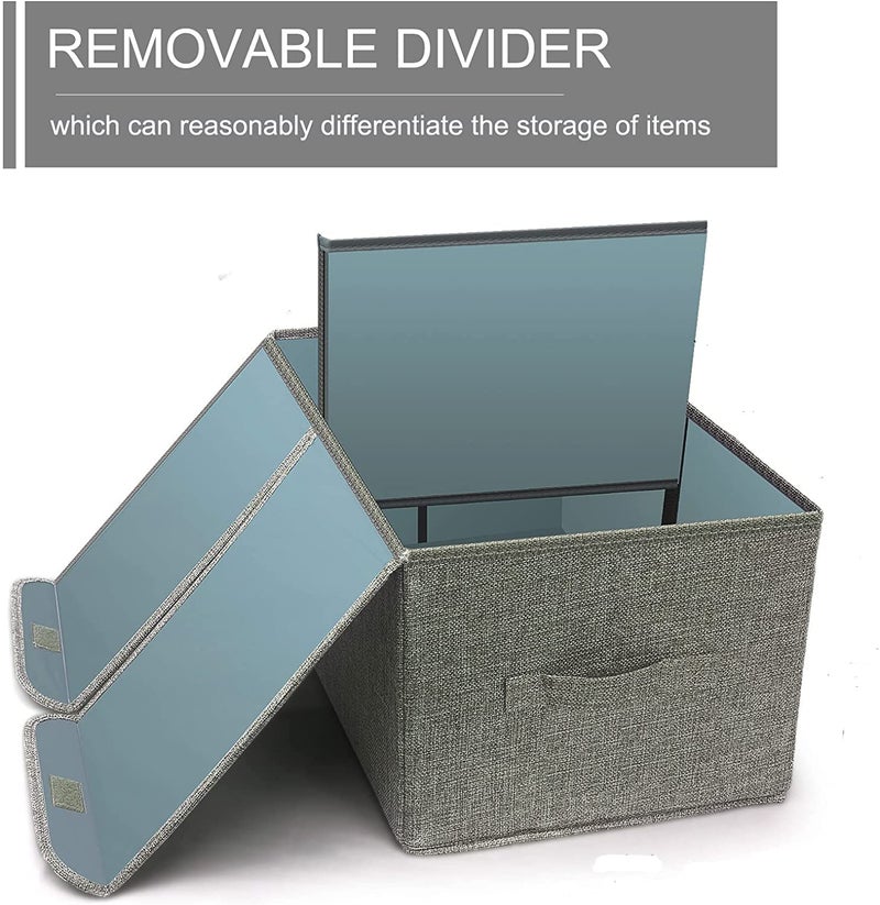 Storage Box With Lids Fabric Collapsible Toy Box Large Foldable Storage Boxes For Clothes Wardrobe Closet Shelf Grey - Image 3
