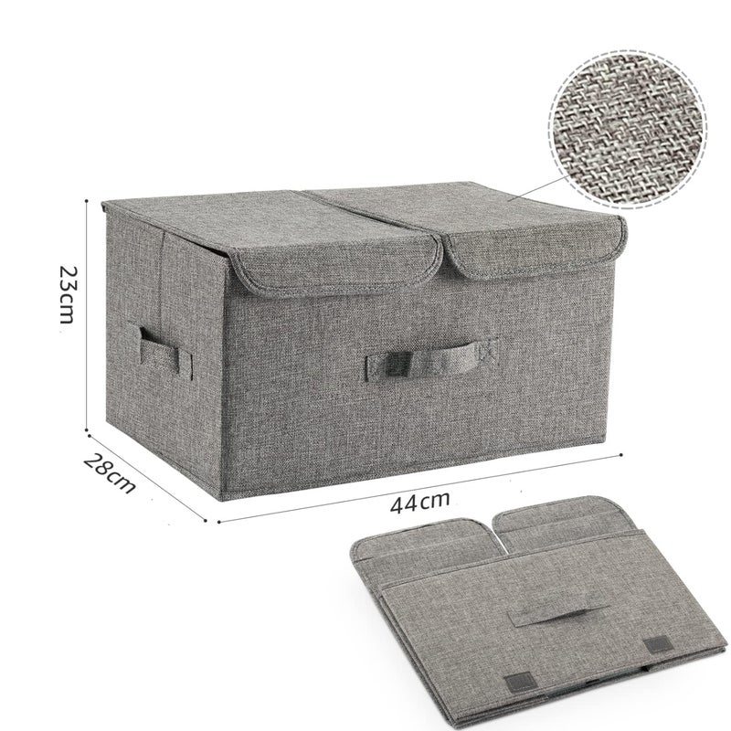 Storage Box With Lids Fabric Collapsible Toy Box Large Foldable Storage Boxes For Clothes Wardrobe Closet Shelf Grey - Image 4