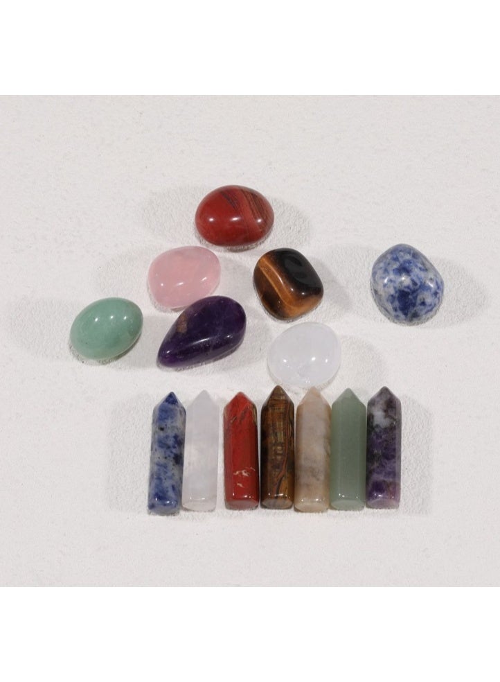Crystal Gifts, Premium Healing Crystals - 7 Chakra Set Tumbled Stones, 7 Chakra Stone Set Meditation Stone Yoga Amulet With Gift,Double Pointed Stone Tiger Eye Amethyst Powder Crystal Handicraft - Image 3