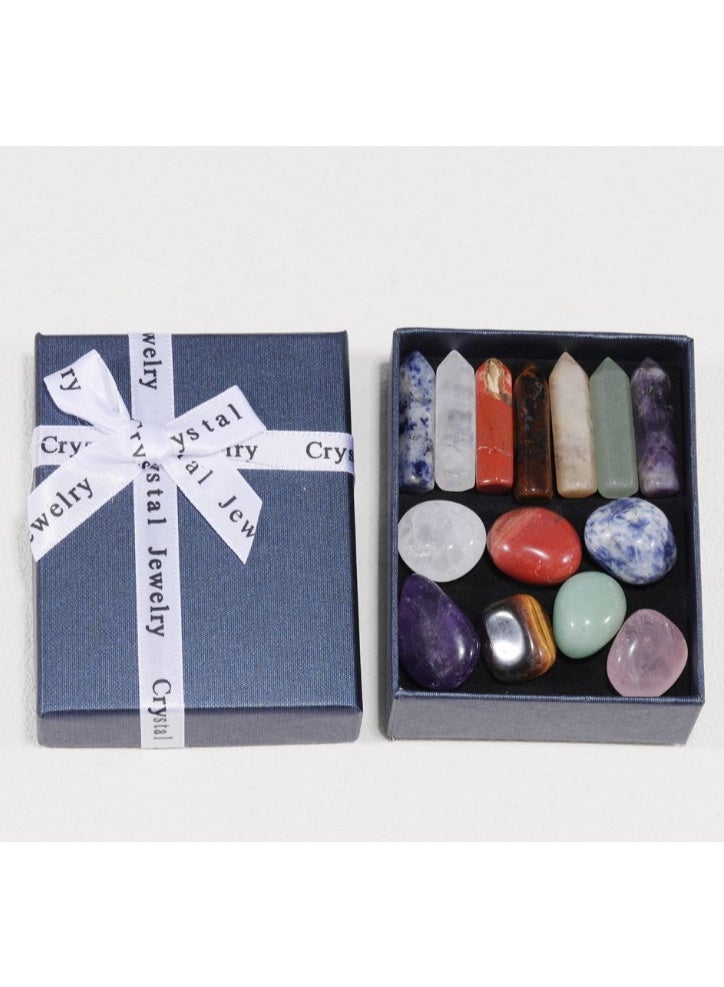Crystal Gifts, Premium Healing Crystals - 7 Chakra Set Tumbled Stones, 7 Chakra Stone Set Meditation Stone Yoga Amulet With Gift,Double Pointed Stone Tiger Eye Amethyst Powder Crystal Handicraft - Image 2