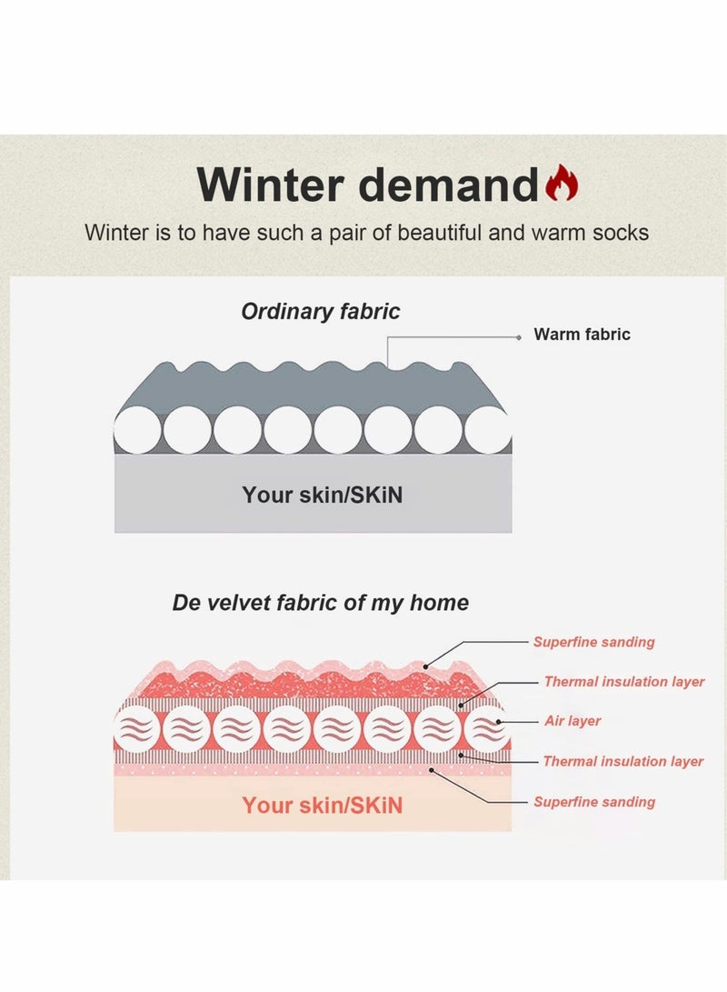 كاست ويف جوارب دانتيل دافئة، 5 أزواج من الجوارب غير الظاهرة، جوارب دانتيل حرارية مريحة من القطن بطول الكاحل - Image 5