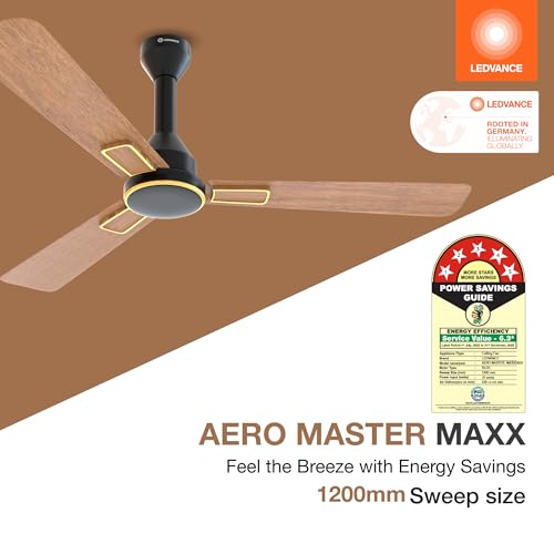LEDVANCE Aero Master Maxx Bldc Fans Ceiling 1200mm With Remote | Ceiling Fan for Living Room | 5 Star Ceiling Fan | 50% Energy Saving | 100% Copper Winding | Reverse Mode | 3 Yr Warranty- Wooden Black - Image 2