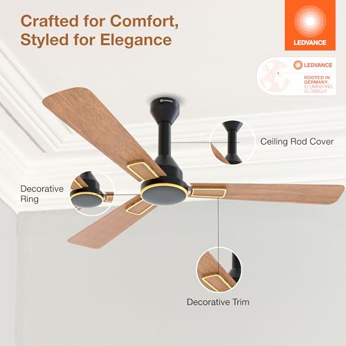 LEDVANCE Aero Master Maxx Bldc Fans Ceiling 1200mm With Remote | Ceiling Fan for Living Room | 5 Star Ceiling Fan | 50% Energy Saving | 100% Copper Winding | Reverse Mode | 3 Yr Warranty- Wooden Black - Image 5