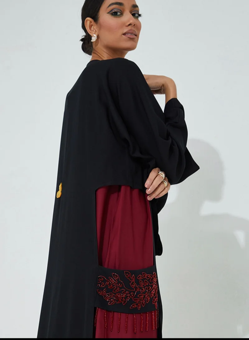 Rosette Abaya Red Crystal abaya