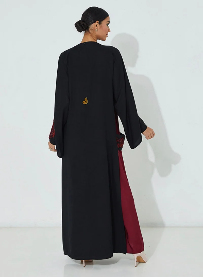 Rosette Abaya Red Crystal abaya