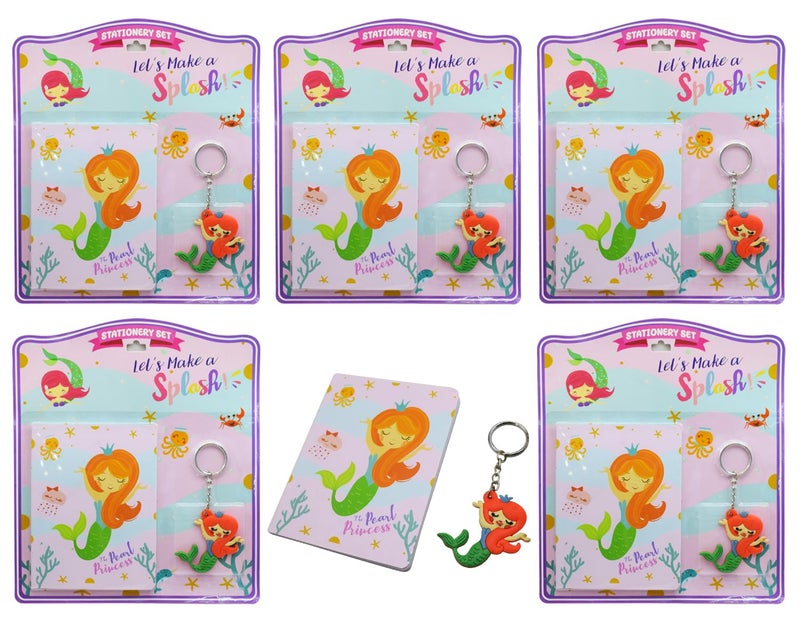Asera Stationery Gift Set for Kids with Diary and Keychain Party Favor Return Gift Set for Boys/Girls Birthday Gift (Mermaid 6 Pcs) - Image 1