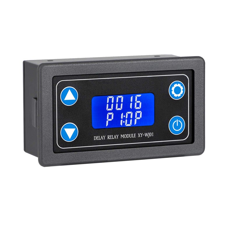 DROK Delay Relay Module, DC 6-30V Timer Relay 12V 24V 0.01s-9999min 50mA Digital Timer Cycle Delay Switch Module AC 220V Power On-Off Controller with LCD Display Switch Button Case - Image 1