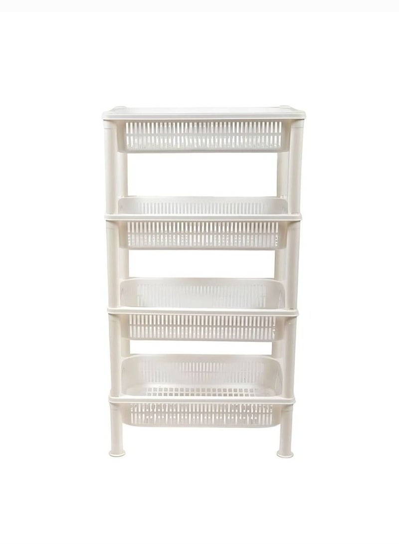 بلاستيكنا سلة تخزين خضروات مستطيلة عالية الجودة، ابيض 4 ادوار