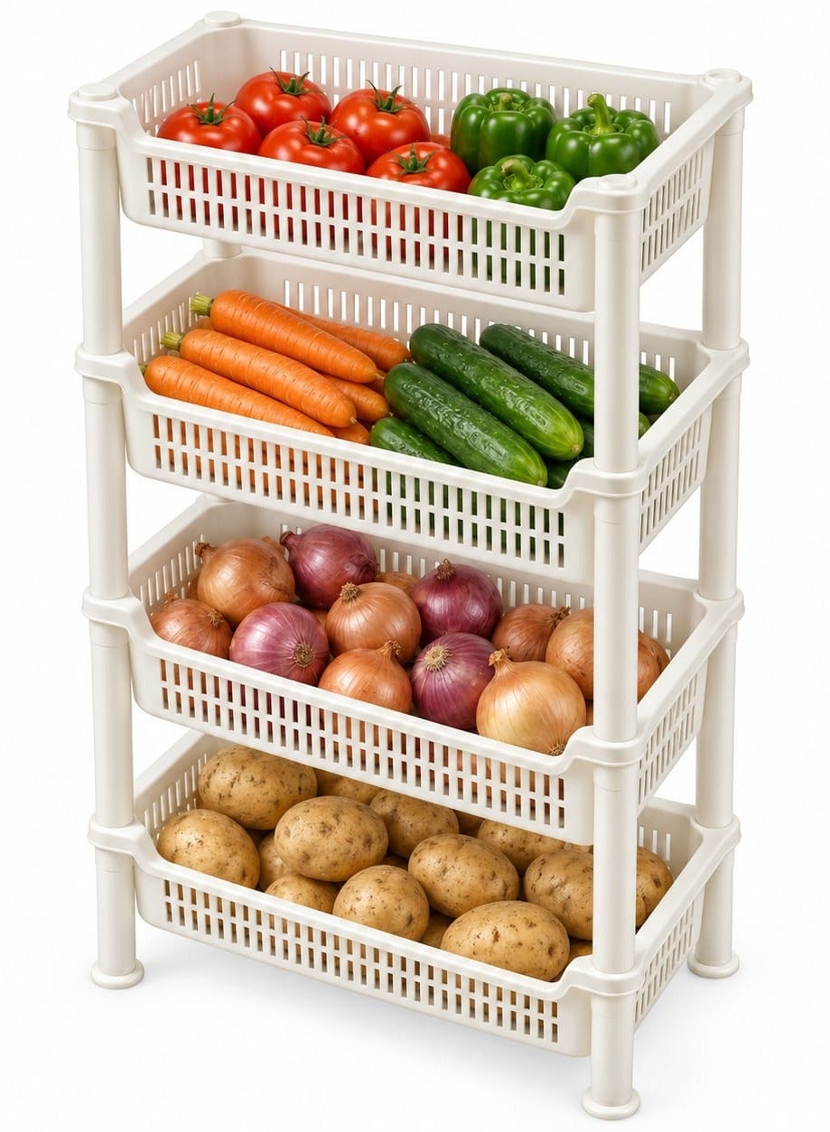 Argos Vegetable Rack Plasticna Vegetable Shelves Rectangle 4 Rack, White | Best Price KSA ...