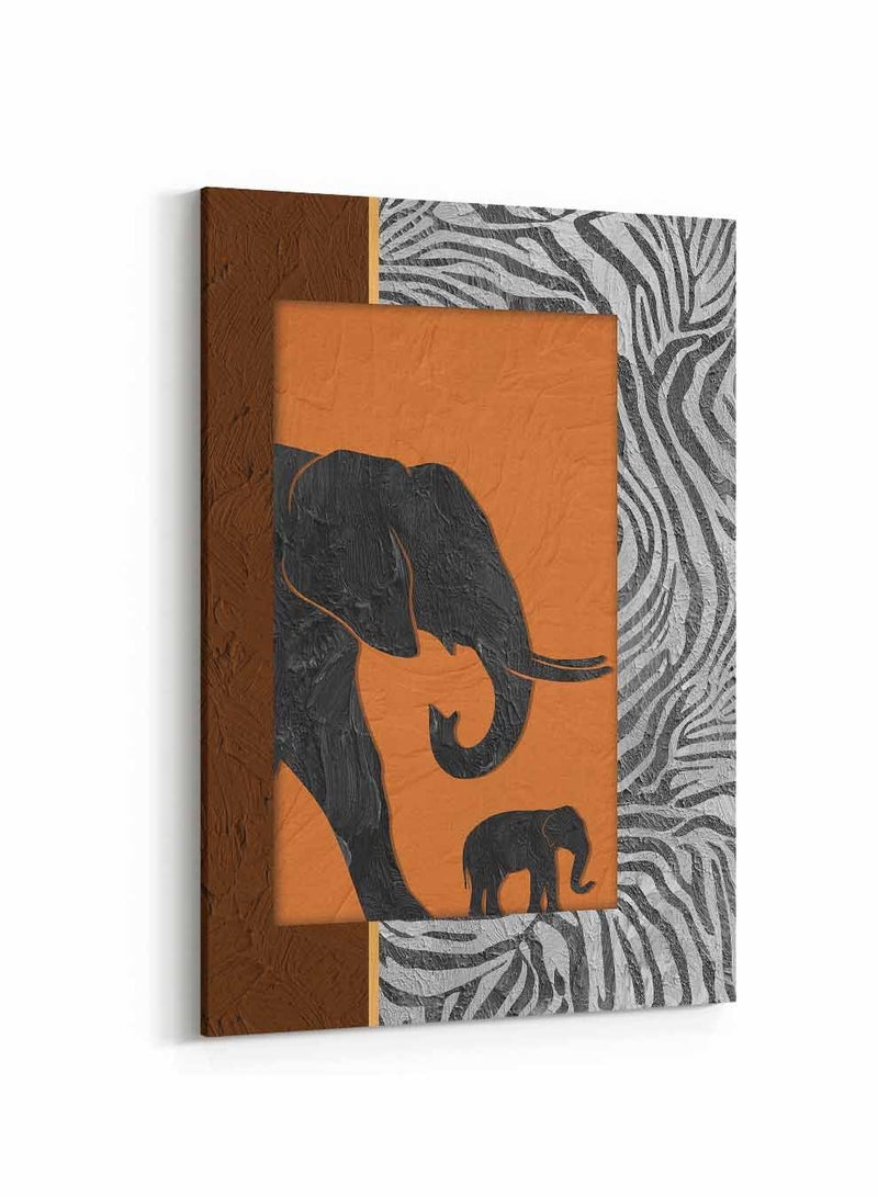 لوحة كانفاس على إطار خشبي، تصميم فيل صغير و كبير معا ، للمنزل، غرفة المعيشة، المكتب، الديكور - Image 5