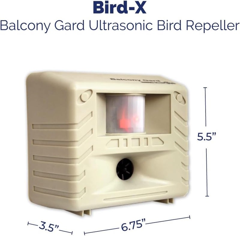Bird-X Balcony Gard Ultrasonic Bird Preventer with Motion-Sensor - Outdoor Bird Decoy, Easy Installation, Covers 900 sq. ft. - Image 2