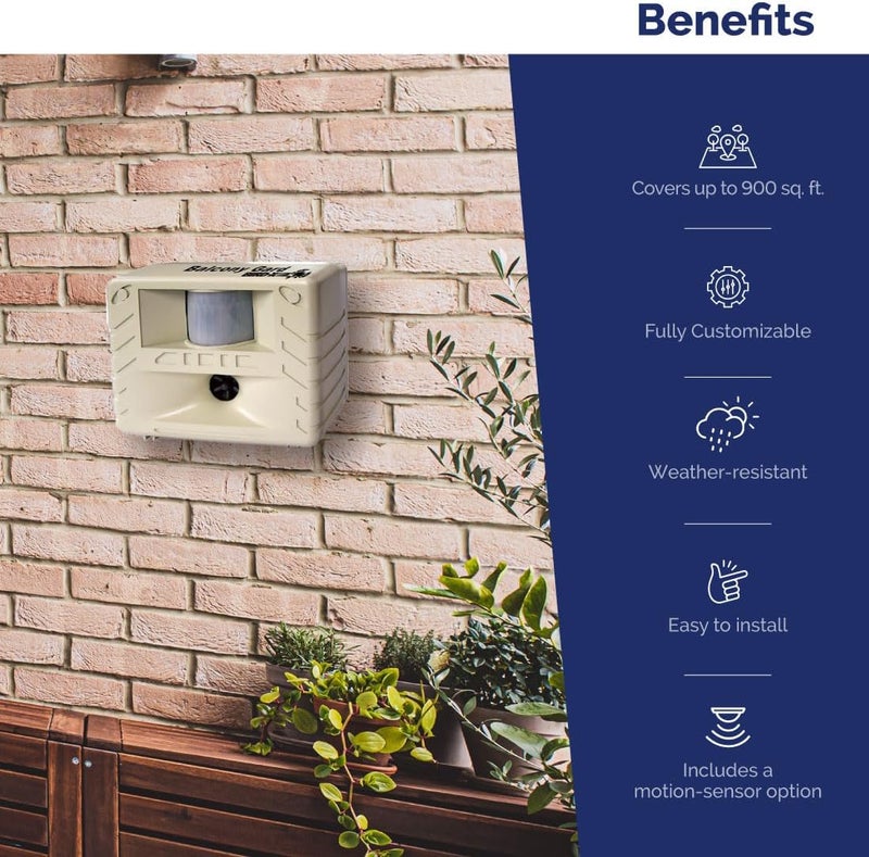 Bird-X Balcony Gard Ultrasonic Bird Preventer with Motion-Sensor - Outdoor Bird Decoy, Easy Installation, Covers 900 sq. ft. - Image 5