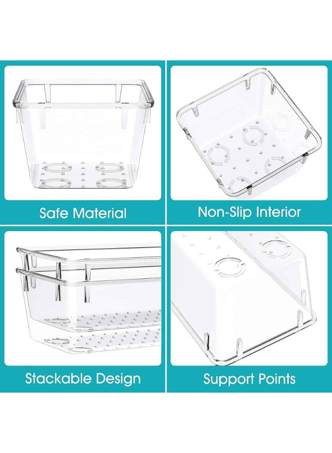 أنمي 28 قطعة واضح البلاستيك درج المنظمون مجموعة ، 4 حجم مكتب درج المنظم صواني للماكياج ، مجوهرات ، أواني المطبخ ، الأدوات و مكتب اكسسوارات - Image 3