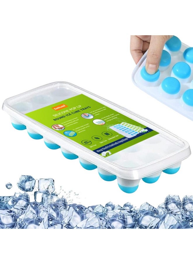Solitude Silicone Round Pop Up Ice Cube Mold Trays with 21 Cavities and Lid for Freezer with Easy Release Flexible Silicone Bottom, Stackable Whiskey Bar Ice Cube Moulds (Multicolor) - Image 1