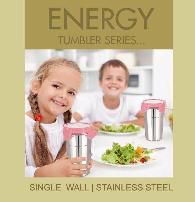 Foliam Stainless Steel Fusion Glass Tumbler with Stainless Steel Lid (Multicolor) (Fusion 400+600ml) - Image 4