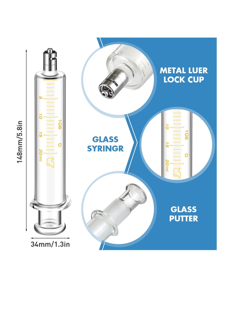 Excefore Syringes without Needle, 4 Pack 20ml Reusable Glass Syringe with No Needle, Dispensing Syringe Tools for Dispensing Lip-gloss, Medicine, Feeding Pet, Watering Plants & Lab Experiments - Image 2