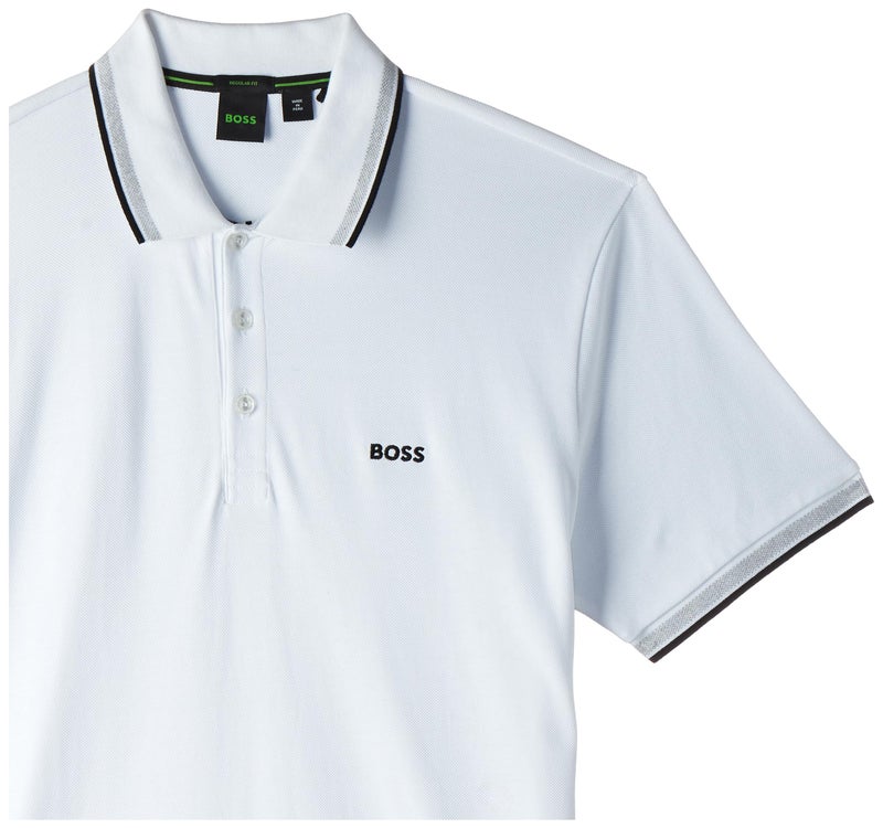 BOSS Green Men's Paddy Polo Shirt, White, S - Image 3