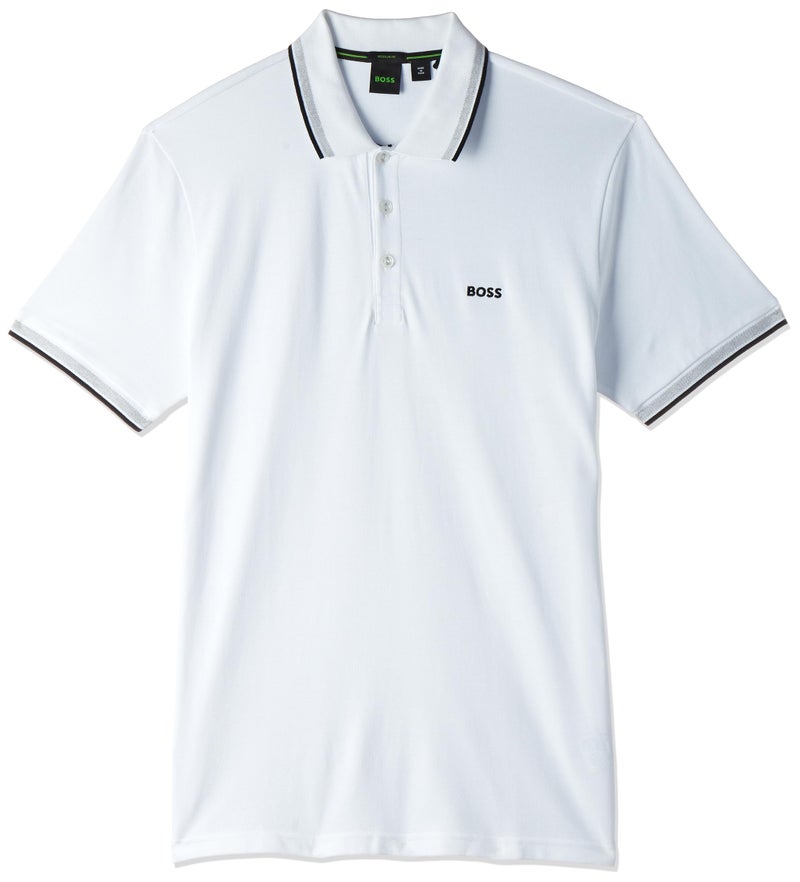 BOSS Green Men's Paddy Polo Shirt, White, S - Image 5