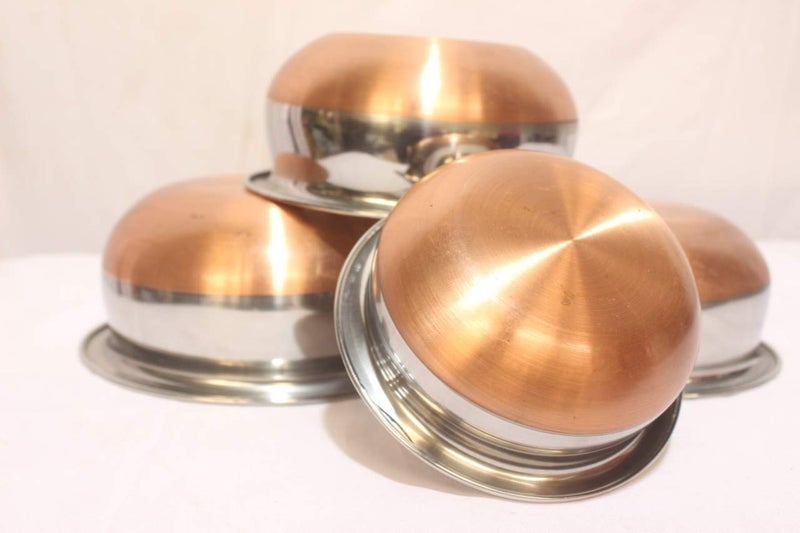 Sanjari Stainless Steel Copper Bottom Kitchen Serving, Cooking Bowl | Handi Set 4-Pieces | Biryani Handi - Image 3