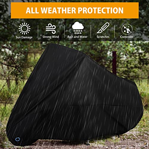 hanmir Motorcycle Cover All Season Universal Weather Waterproof Motorbike Cover with Lock-Holes & Storage Bag XXL Motorcycles Vehicle Cover for Harley Davidson, Honda, Suzuki, Kawasaki, Yamaha - Image 5