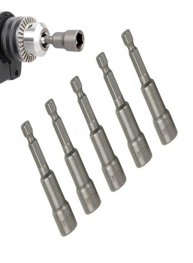 uptodateproducts مجموعة أدوات يدوية حديثة من فولاذ الكروم والفاناديوم، 5 قطع، 8 مم، فضي، برأس سداسي مغناطيسي، مفك براغي تقني، مثقاب، صواميل، مجموعة أدوات تركيب الأسقف والتكسية، قطع غيار أدوات يدوية - Image 1