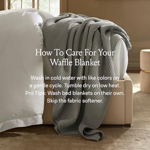 BOLL & BRANCH Waffle Bed Blanket - Full/Queen, White - Luxury 100% Organic Cotton - Soft, Lightweight and Breathable - Textured Waffle Weave Design - Image 5