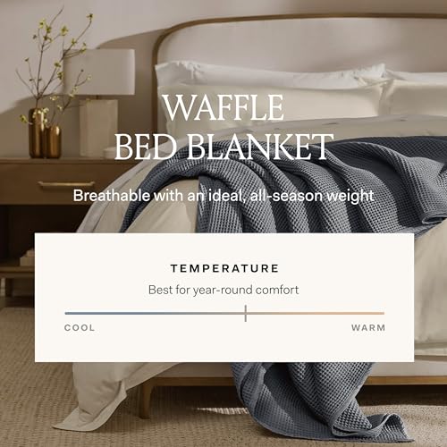 BOLL & BRANCH Waffle Bed Blanket - Full/Queen, White - Luxury 100% Organic Cotton - Soft, Lightweight and Breathable - Textured Waffle Weave Design - Image 3