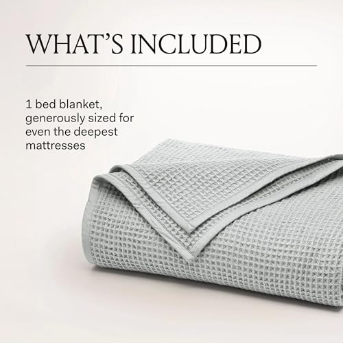 BOLL & BRANCH Waffle Bed Blanket - Full/Queen, White - Luxury 100% Organic Cotton - Soft, Lightweight and Breathable - Textured Waffle Weave Design - Image 4