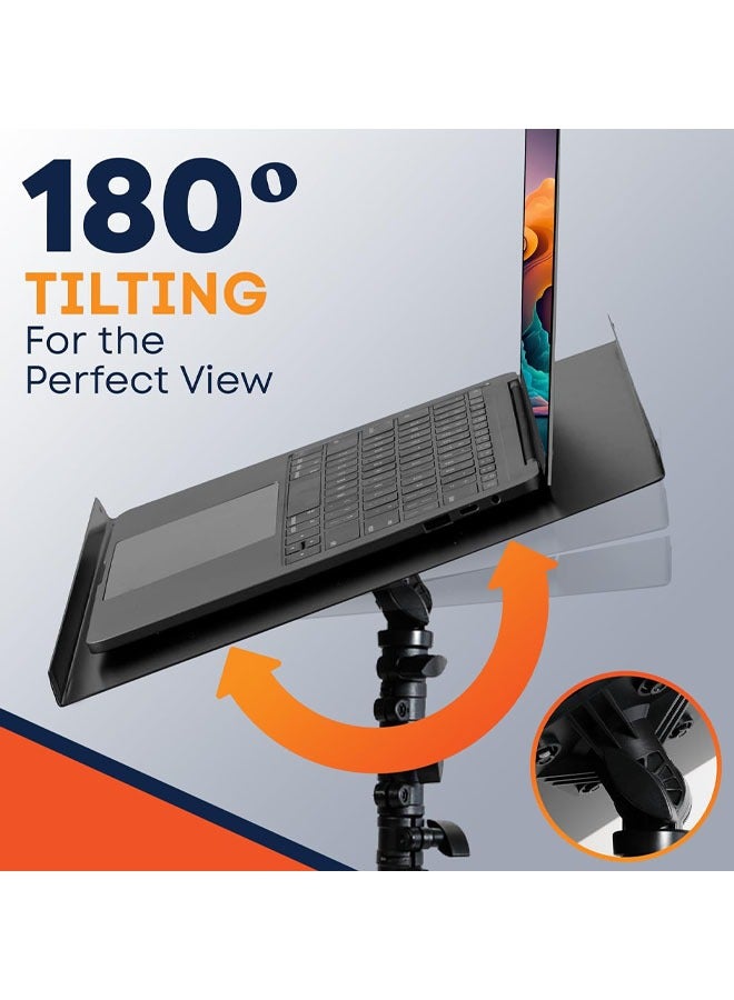Hihonor Projector Stand with Wheels, Laptop Tripod Stand with Gooseneck Phone Holder, Mouse Tray, Sponge Pads and Elastic Belts, Adjustable from 23 inch to 51 inch, for Movie, Meeting, Book, DJ Equipment  - Image 3