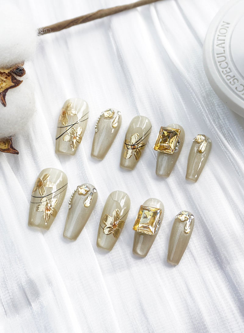 Artist Design/3D Fantastic Dream (Handmade)/Press On nails/Luxury Hand Painted/Long Coffin/10 PCS/S Size - Image 1