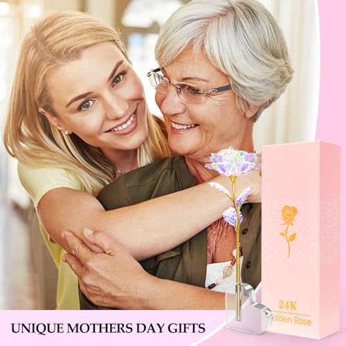 Beferr Birthday Gifts for Women Mom Galaxy Rose Glass Crystal Flowers with Heart-Shaped Base Eternal Roses Forever Flowers for Grandma Wife Sister Her Friends Kids, Colorful - Image 4