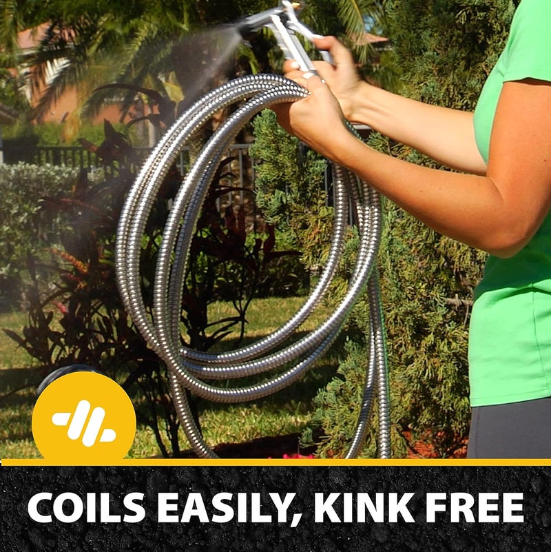BIONIC STEEL 25 Ft Metal Garden Hose with Nozzle, 25Ft x 5/8 In. Premium 304 Stainless Steel Metal Water Hose, Flexible Non Kinking, Lightweight, Heavy Duty, for Yard, Outdoor - Image 5