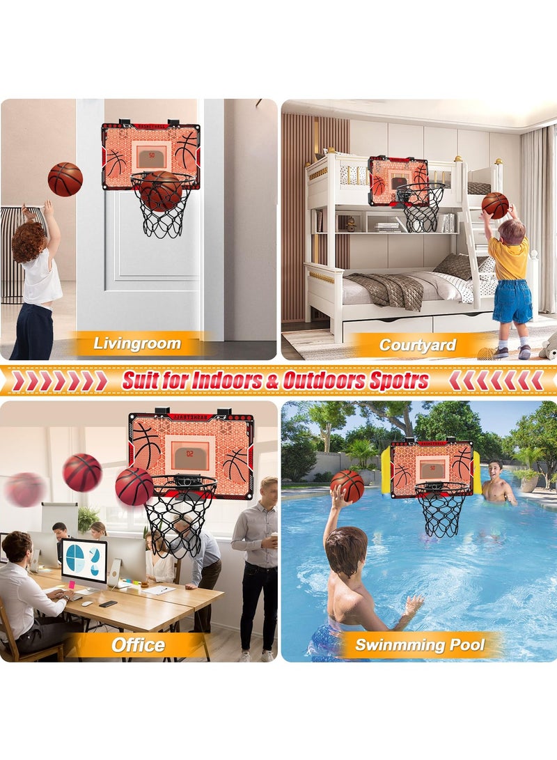 Jubilin Mini Indoor Basketball Hoop, Over The Door Basketball Hoop for Kids with Scoreboard, LED Light and 4 Balls, Basketball Sports Toys Gifts for Boys Girls - Image 4