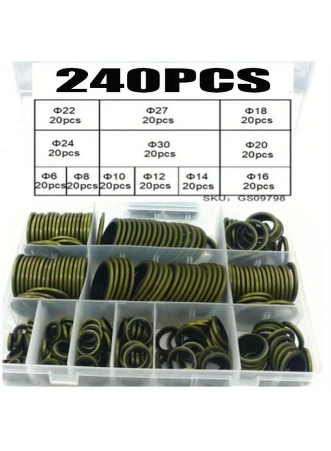 240pcs Bronze Bonded Sealing Washer Metal Oil Drain Plug Gasket 6 8 10 12 14 16 18 20 22 24 27 30mm - Image 2