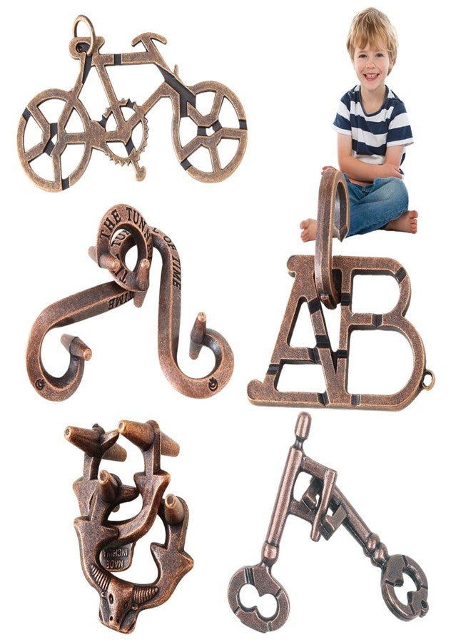 Buildcon 5 Pcs Metal Puzzle Set for Adults, Mind Metal Puzzle Brain Teasers for Cognitive Training, Educational Games for Travel and Home Use - Image 2
