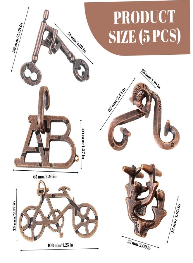 Buildcon 5 Pcs Metal Puzzle Set for Adults, Mind Metal Puzzle Brain Teasers for Cognitive Training, Educational Games for Travel and Home Use - Image 4