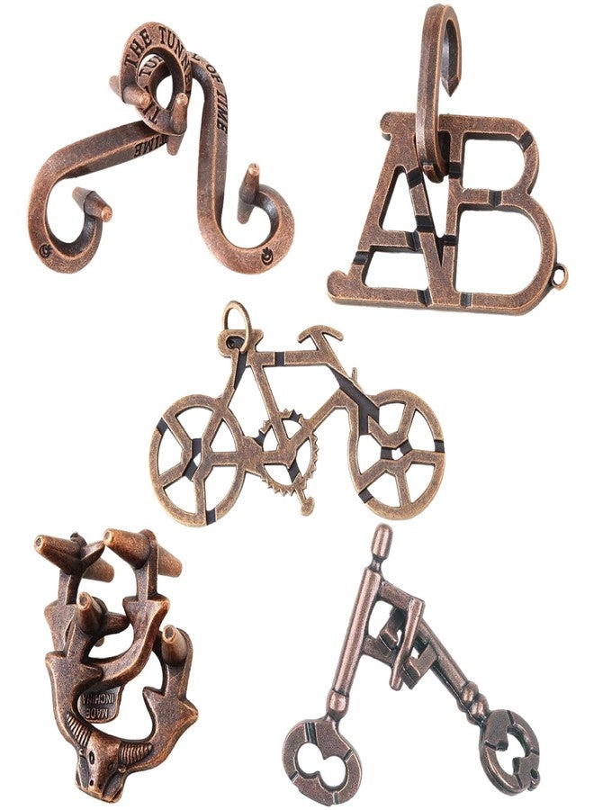Buildcon 5 Pcs Metal Puzzle Set for Adults, Mind Metal Puzzle Brain Teasers for Cognitive Training, Educational Games for Travel and Home Use - Image 1