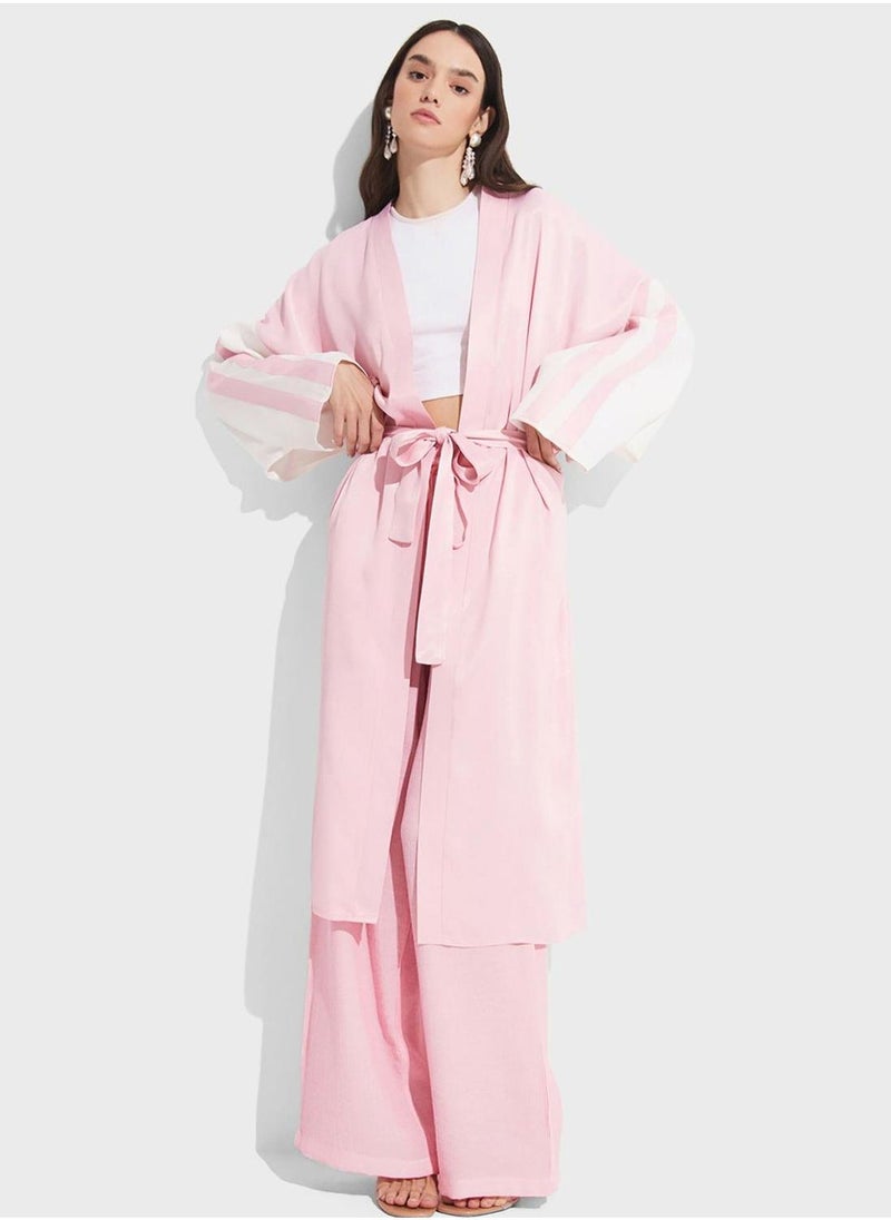 JUNE Printed Tie Detail Kimono - Image 1