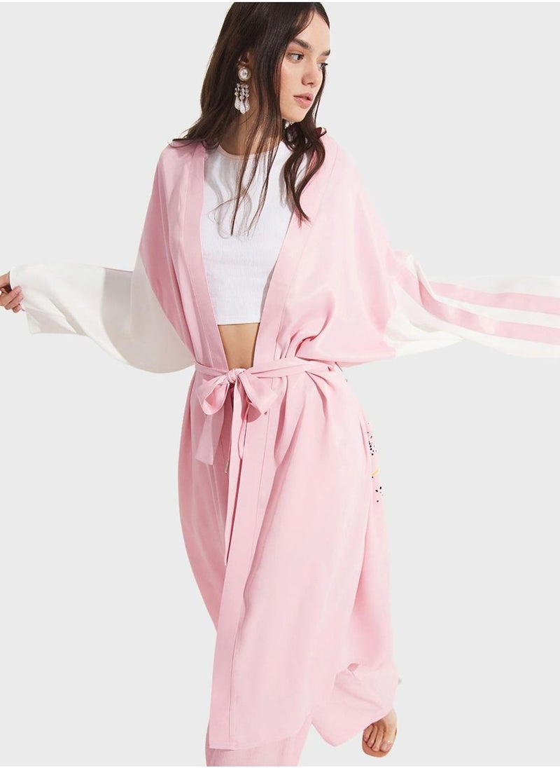 JUNE Printed Tie Detail Kimono - Image 4