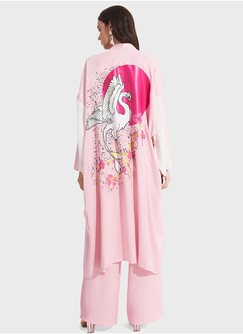 JUNE Printed Tie Detail Kimono - Image 2