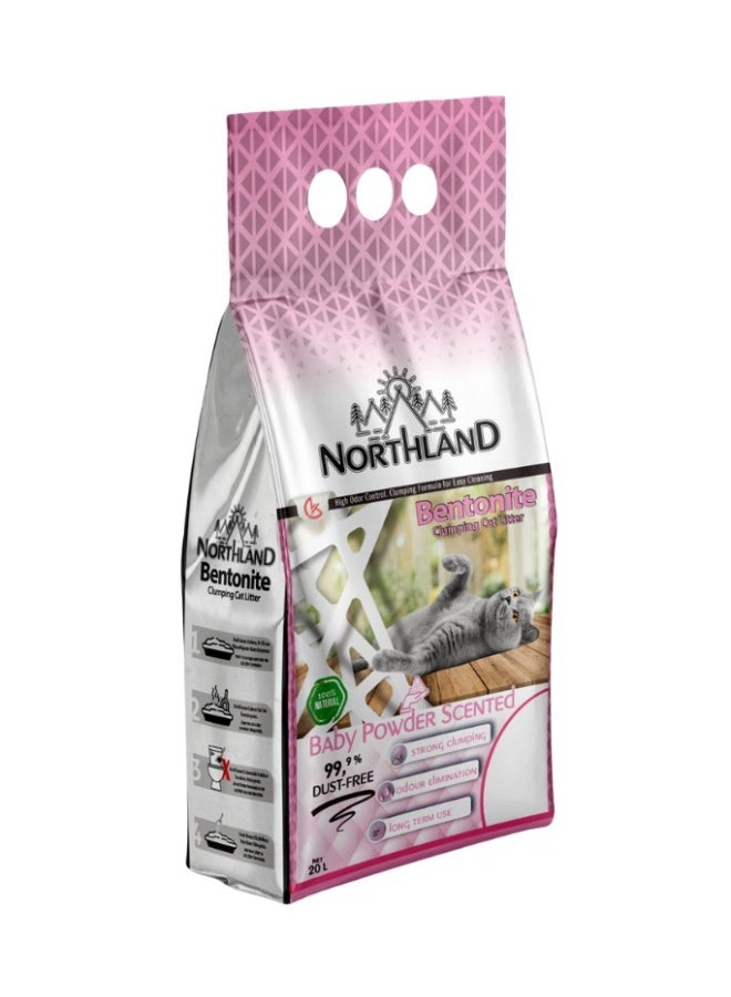 Northland Bentonite Clumping Cat Litter Baby Powder Scented 20L – Natural White Bentonite, Strong Odor Control & Fast Clumping