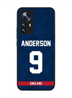 Rugged Black Edge Case for Xiaomi 12 Pro, Slim fit Soft Case Flexible Rubber Edges Thin Cover - Player Name - James Anderson, Jersey Number- 9